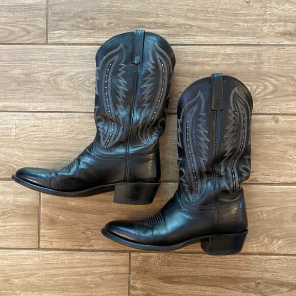 Lucchese 2000 Mens Black Leather boots Size 9.5 D